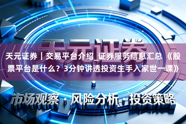 天元证券｜交易平台介绍_证券服务信息汇总 《股票平台是什么？3分钟讲透投资生手入家世一课》