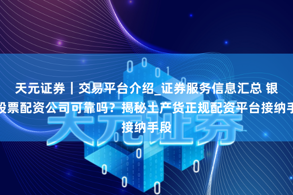 天元证券|交易平台介绍_证券服务信息汇总 银川股票配资公司可靠吗?揭秘土产货正规配资平台接纳手段