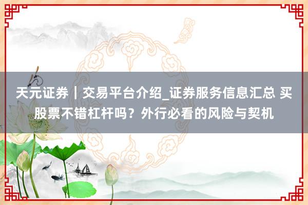 天元证券｜交易平台介绍_证券服务信息汇总 买股票不错杠杆吗？外行必看的风险与契机